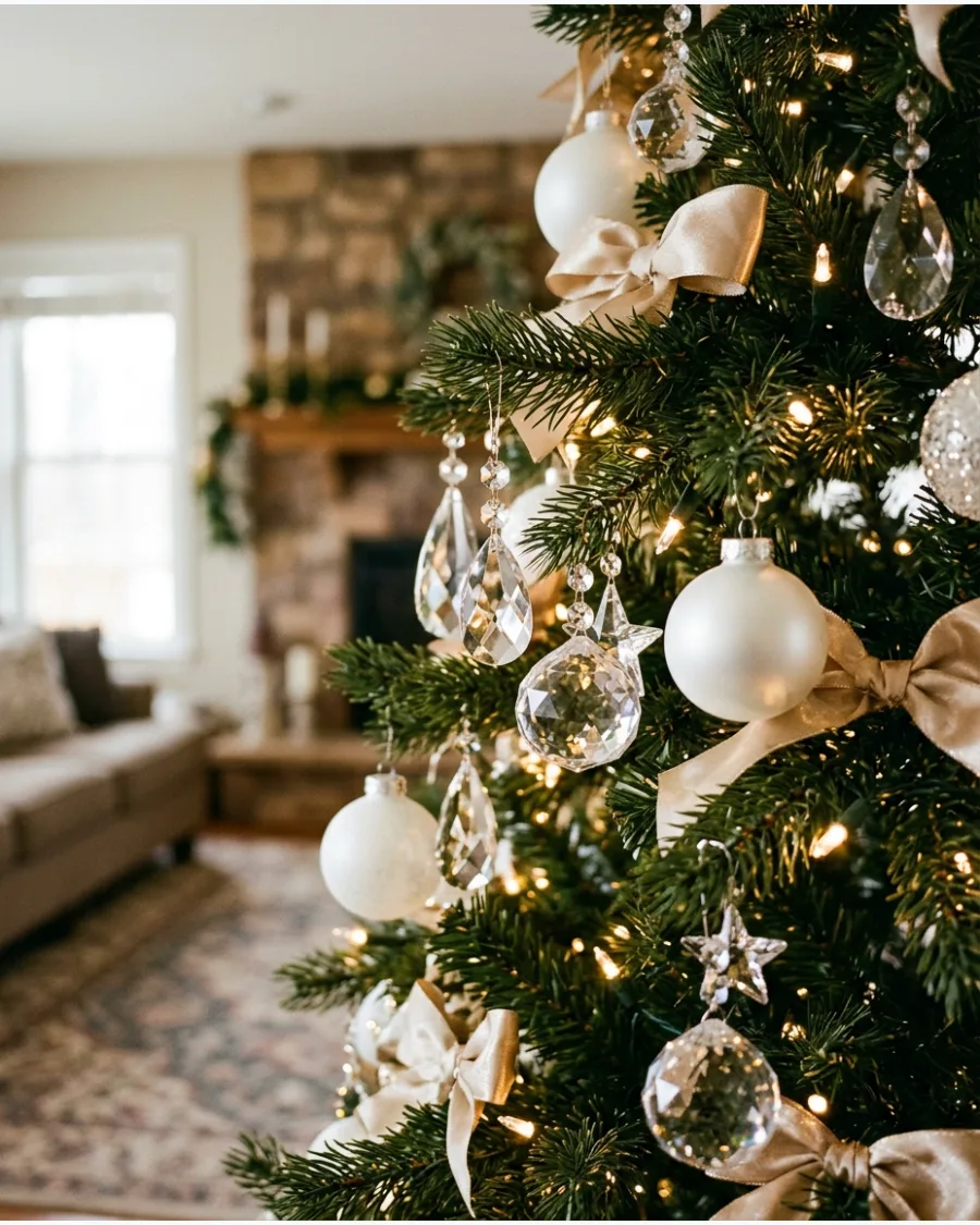 49. White, Gold and Crystal Christmas Decor