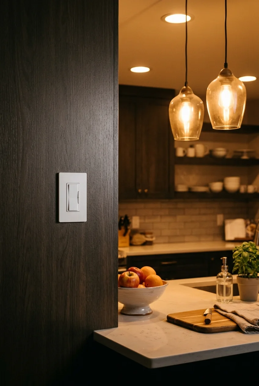 LED kitchen lights operating on a wall dimmer