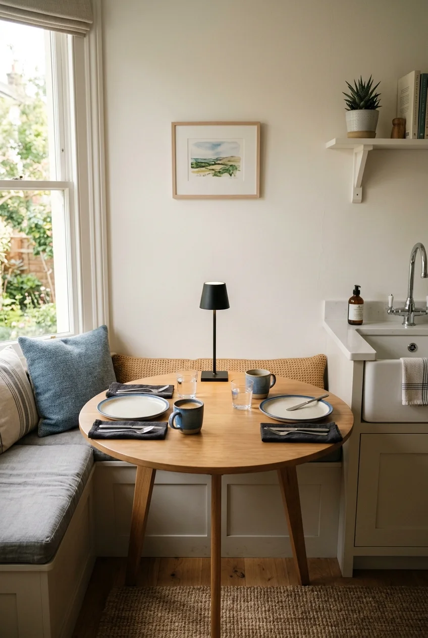 Cordless table lamp in a kitchen breakfast nook