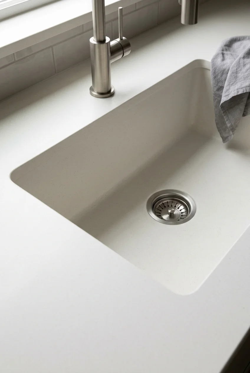 Pale integrated solid-surface sink and countertop