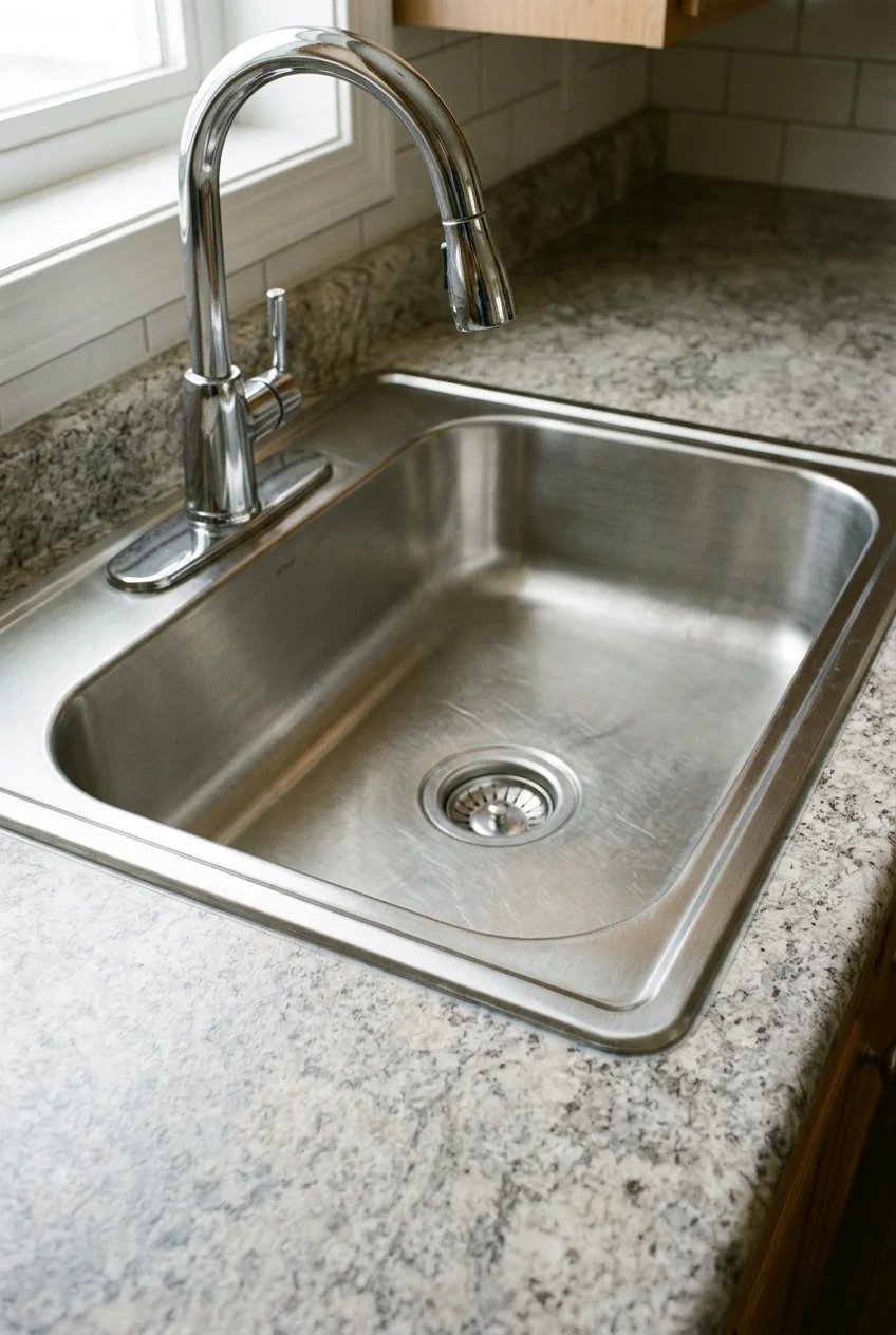 Drop-in stainless-steel sink with a slim visible rim