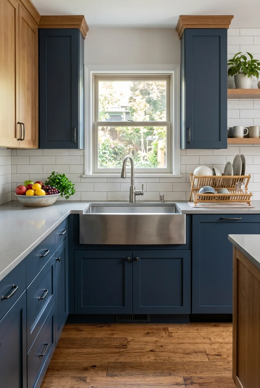 Kitchen sink with practical landing space on both sides