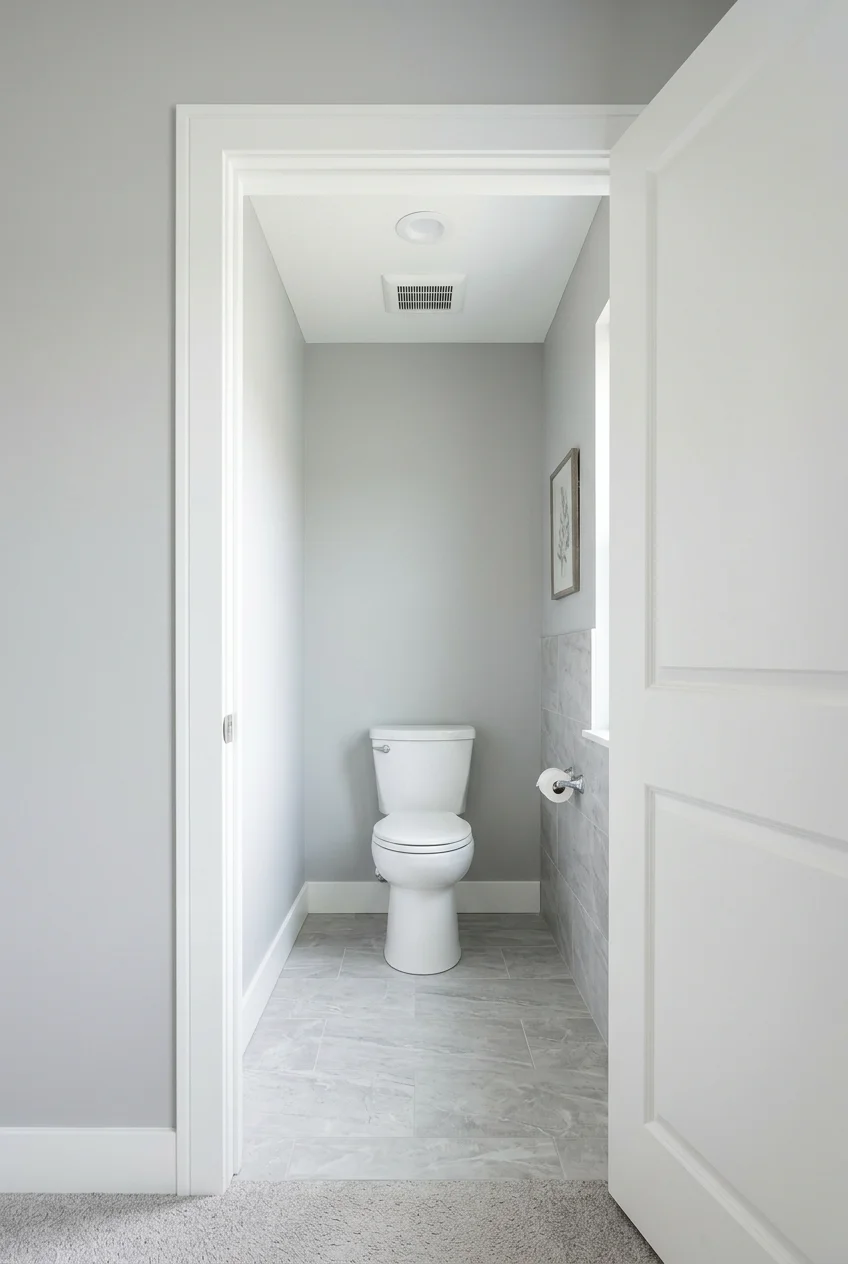 Fully enclosed water closet inside a primary bathroom