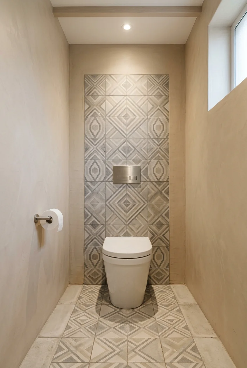 Geometric tile floor with quiet walls