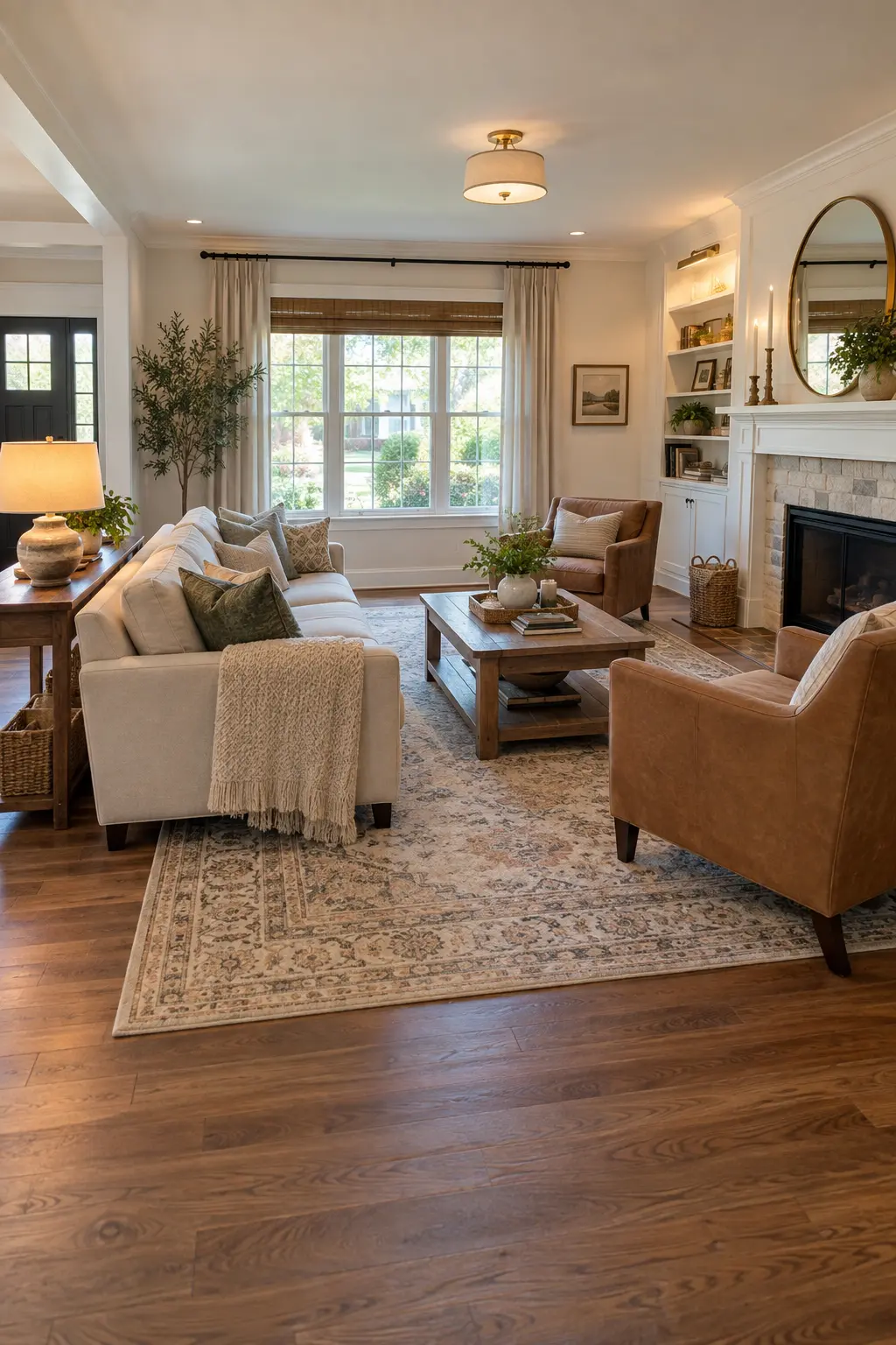 Rearrange the Seating for Better Conversation in a realistic budget-friendly living room