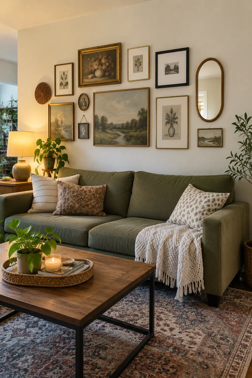 Rotate Art Into a New Gallery Wall in a realistic budget-friendly living room