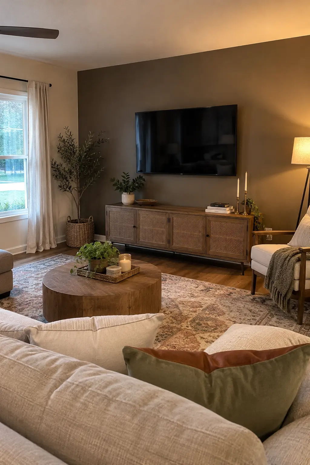 Paint Only the TV Wall in a realistic budget-friendly living room