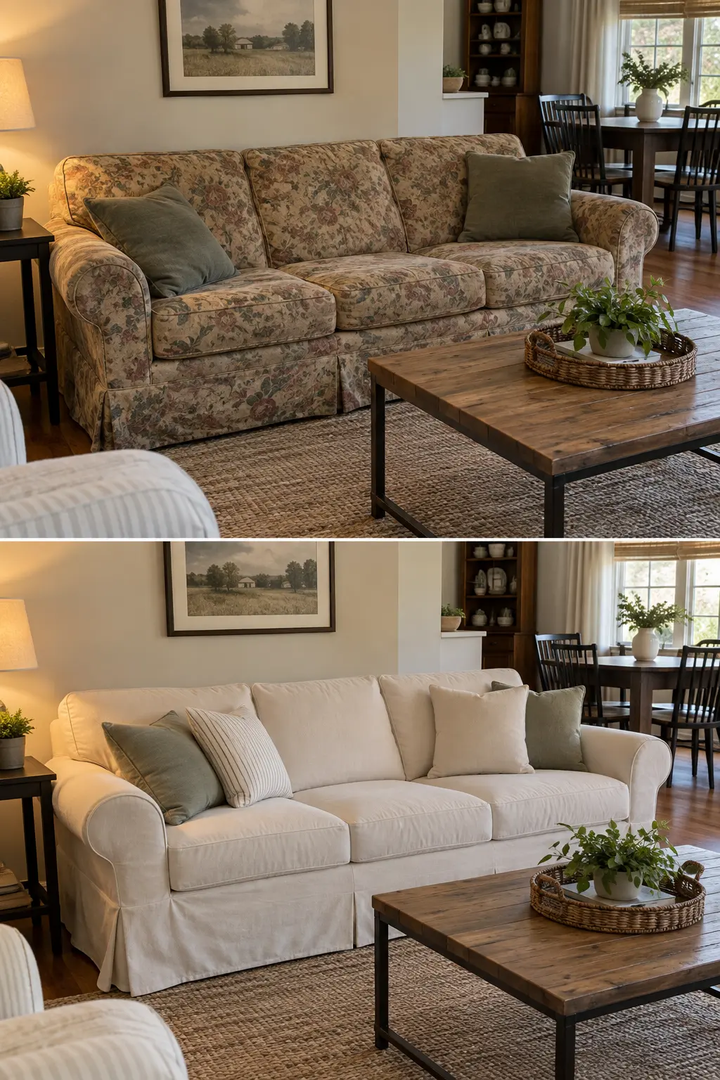 Slipcover a Tired Sofa in a realistic budget-friendly living room