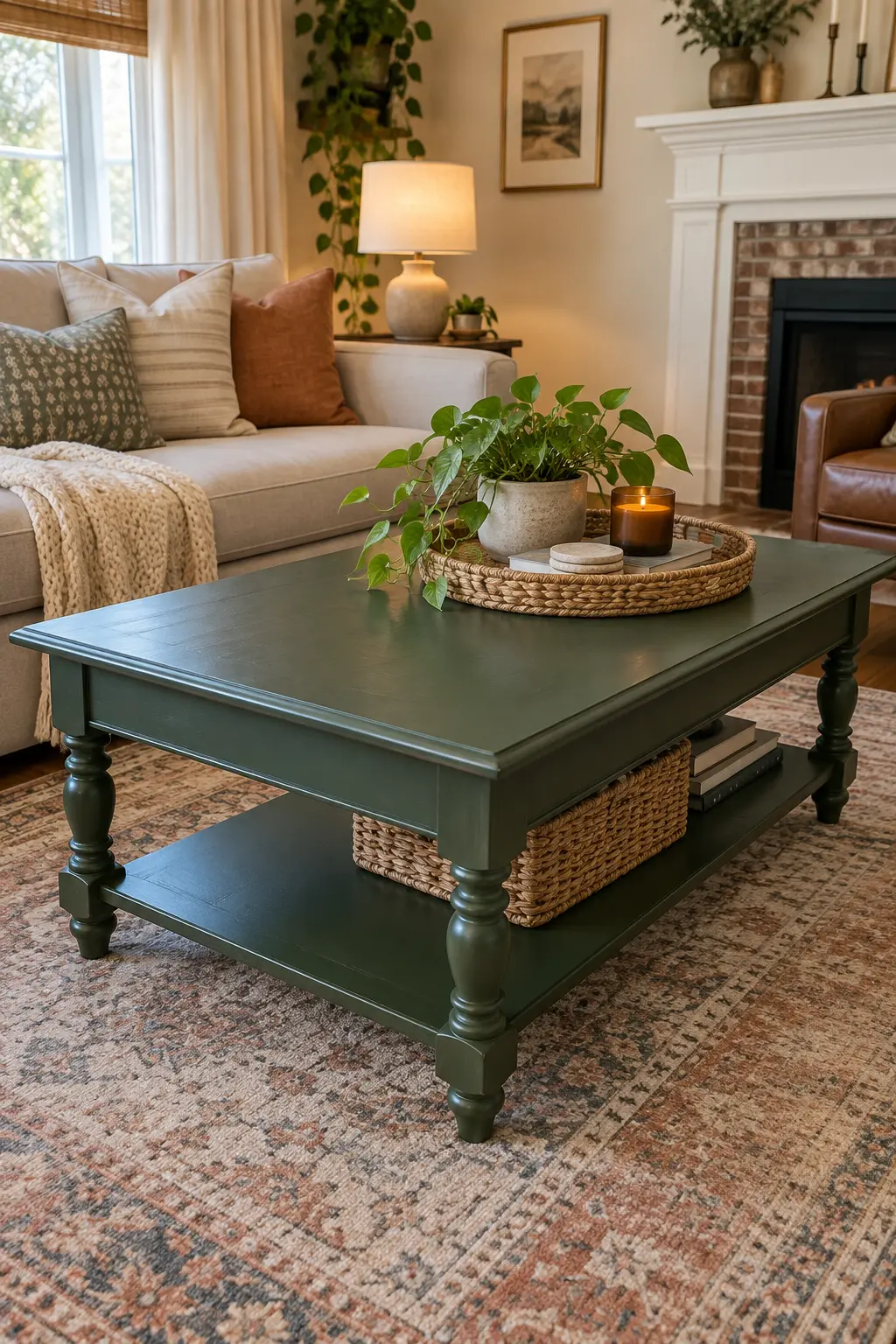 Paint a Thrifted Coffee Table in a realistic budget-friendly living room
