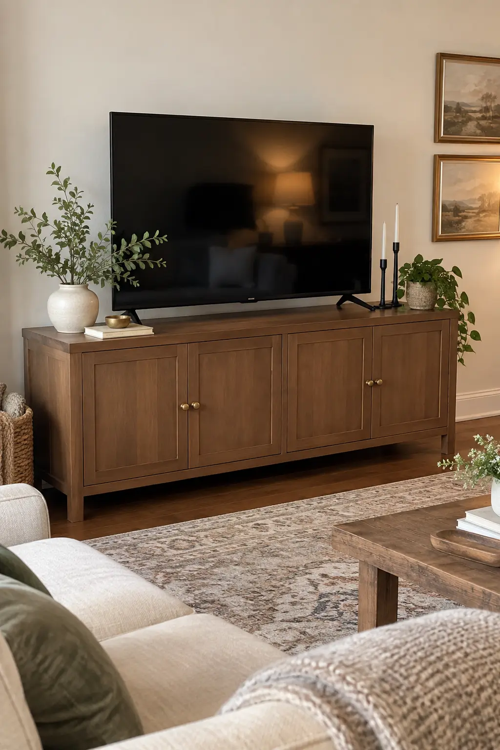 Swap Furniture Hardware in a realistic budget-friendly living room