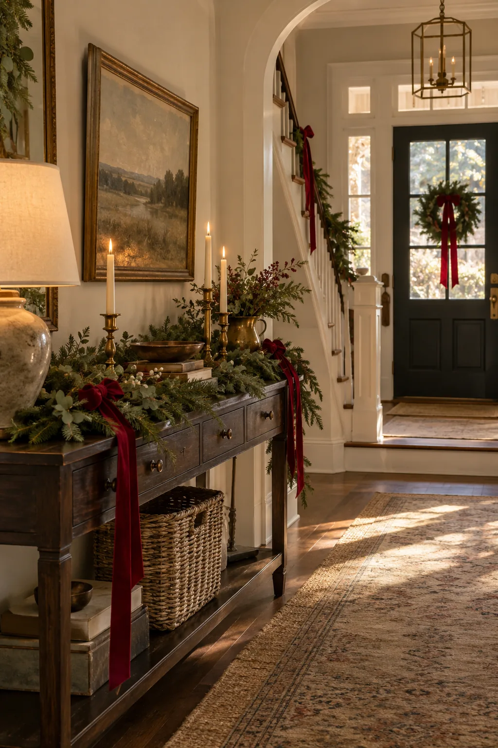 Style a Welcoming Collected Entryway in a warm Nancy Meyers-inspired Christmas home