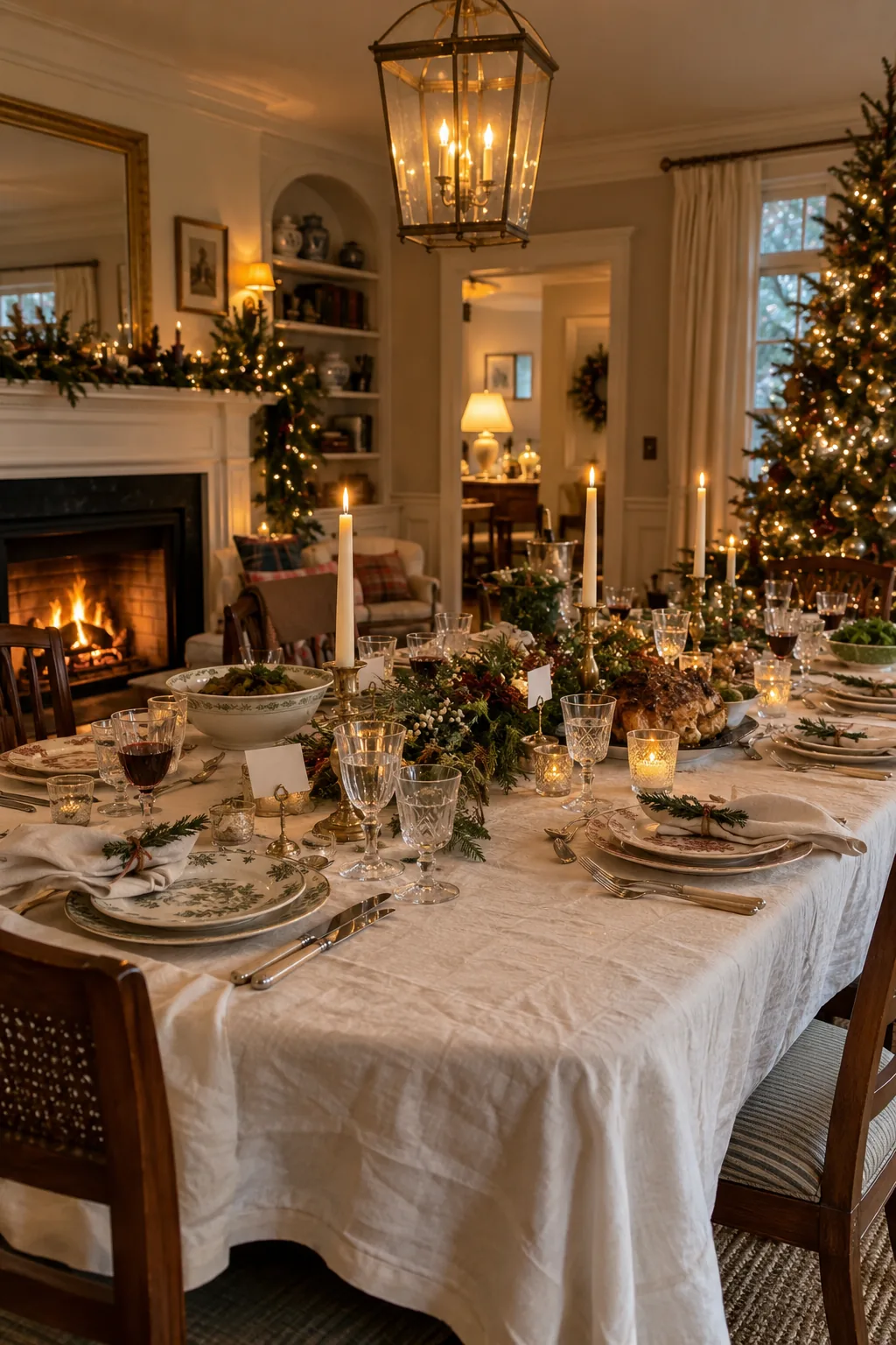 Set a Relaxed Candlelit Christmas Table in a warm Nancy Meyers-inspired Christmas home