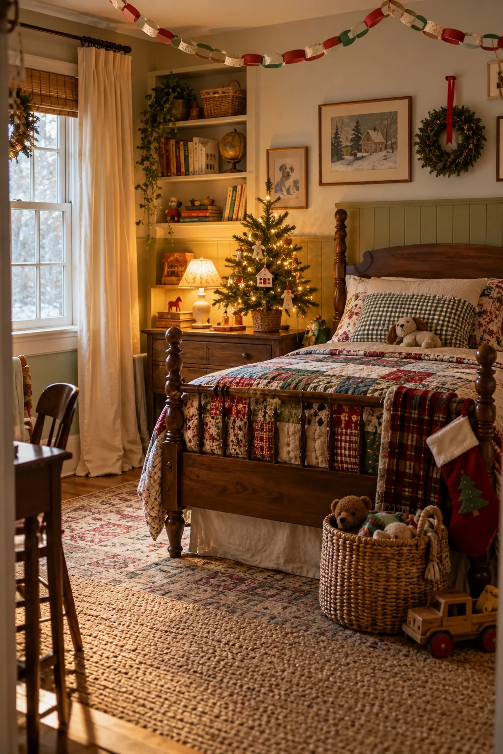 Use Handmade Details in a Child’s Room in a warm Nancy Meyers-inspired Christmas home