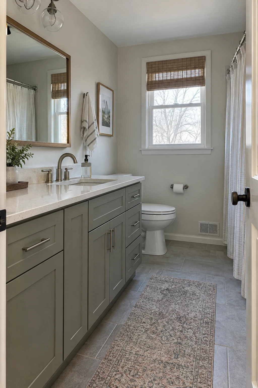 Bathroom vanity with new shaker doors fitted to an existing cabinet box