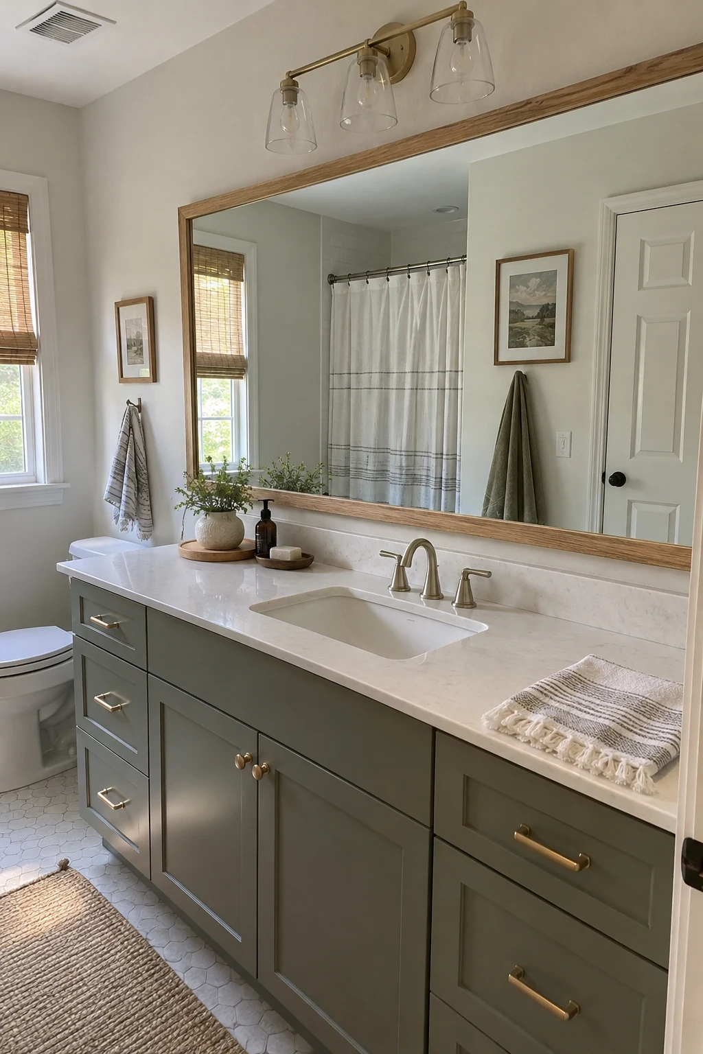 Large builder mirror finished with a slim sealed wood frame