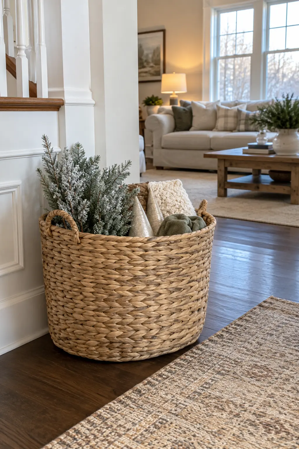 Create a Put-Away Basket when decorating after Christmas