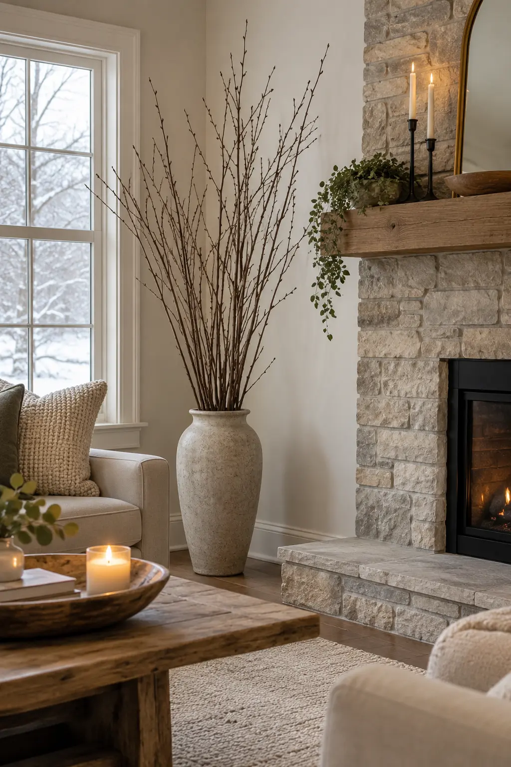 Use Bare Branches for Height when decorating after Christmas