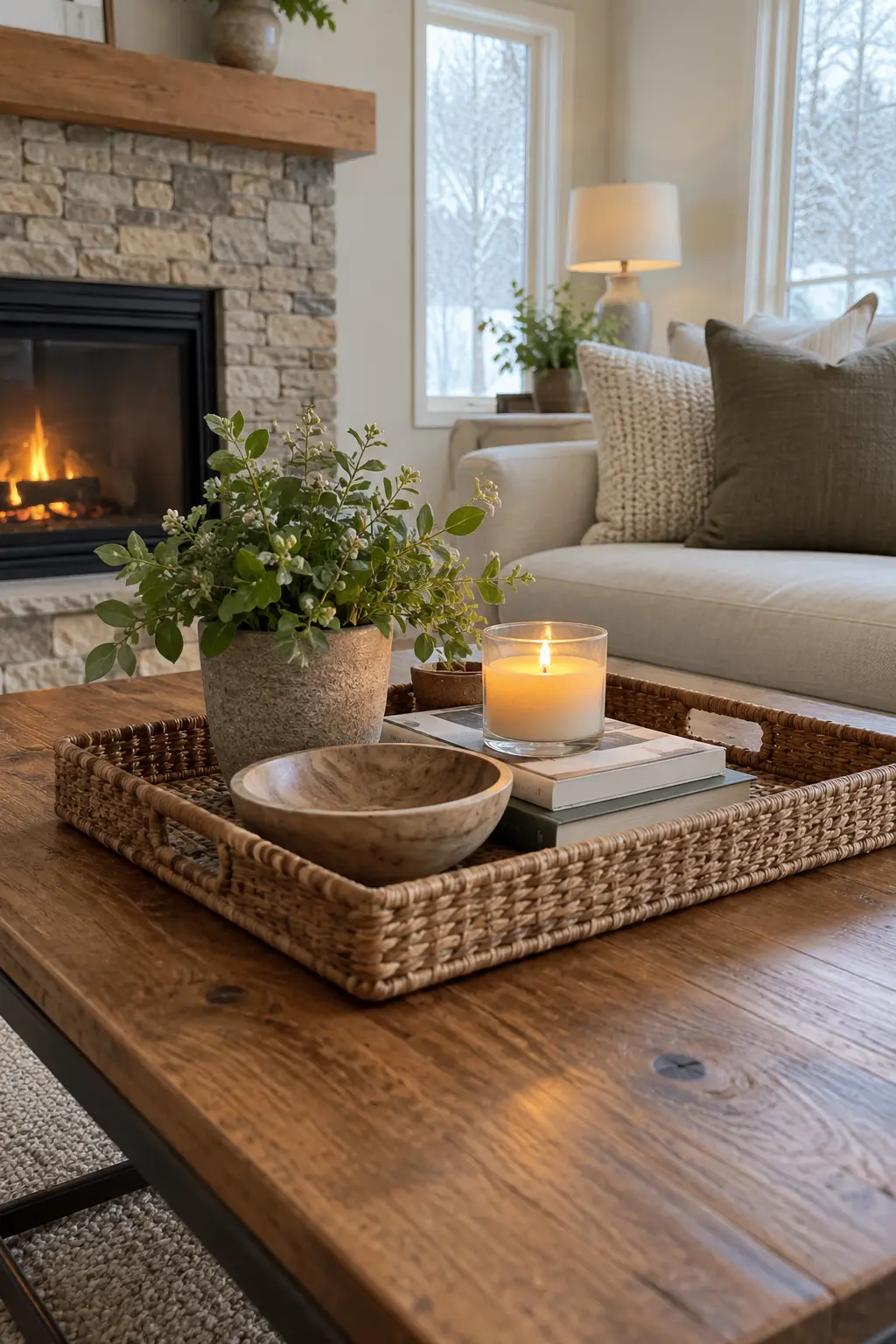 Restyle the Coffee Table on a Tray when decorating after Christmas