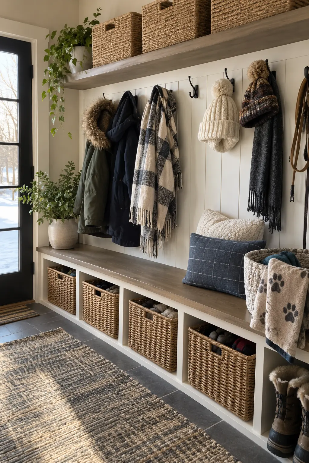 Set Up a Winter Gear Station when decorating after Christmas
