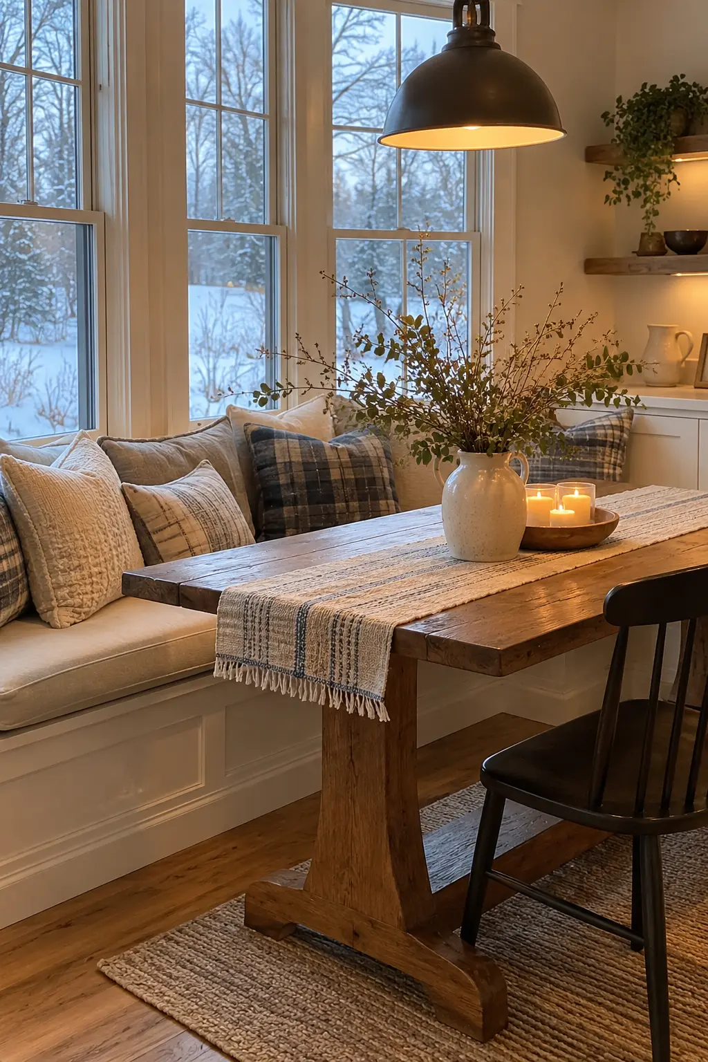 Warm the Breakfast Nook when decorating after Christmas