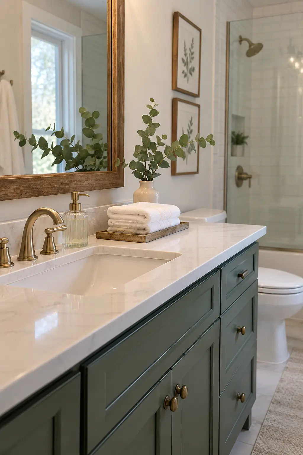 Refresh the Bathroom With White and Green when decorating after Christmas