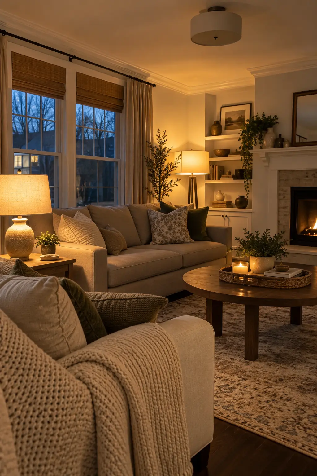 Layer Lamps Instead of Overhead Light when decorating after Christmas