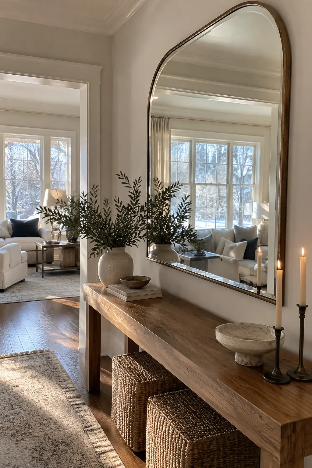 Reflect Light With a Mirror when decorating after Christmas