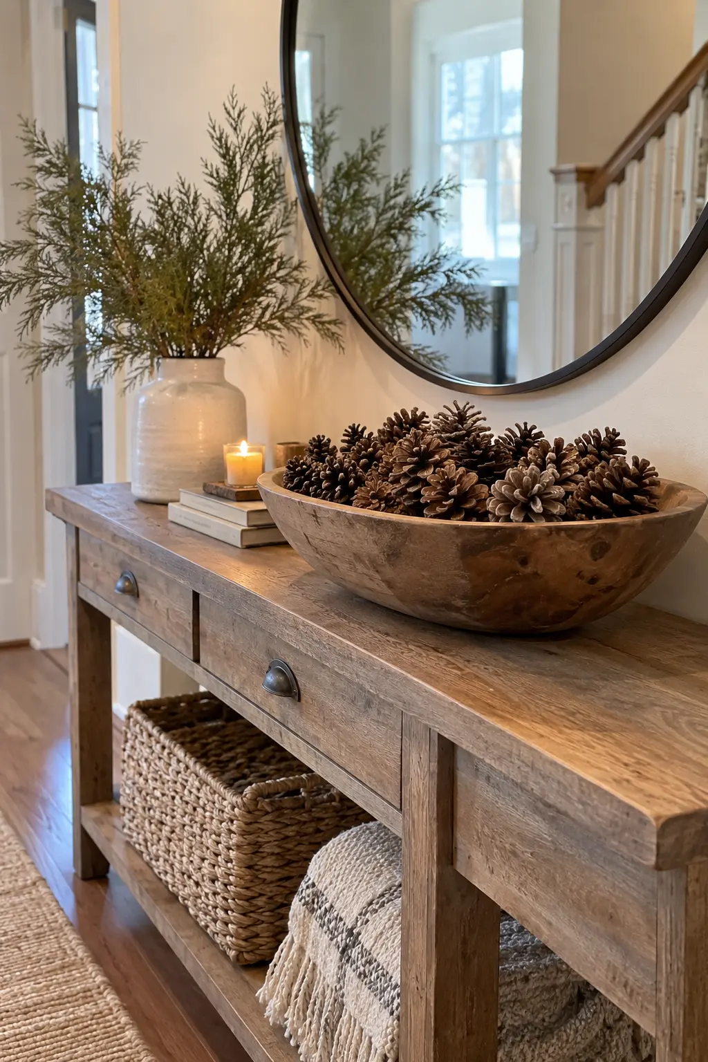 Fill a Bowl With Pinecones when decorating after Christmas