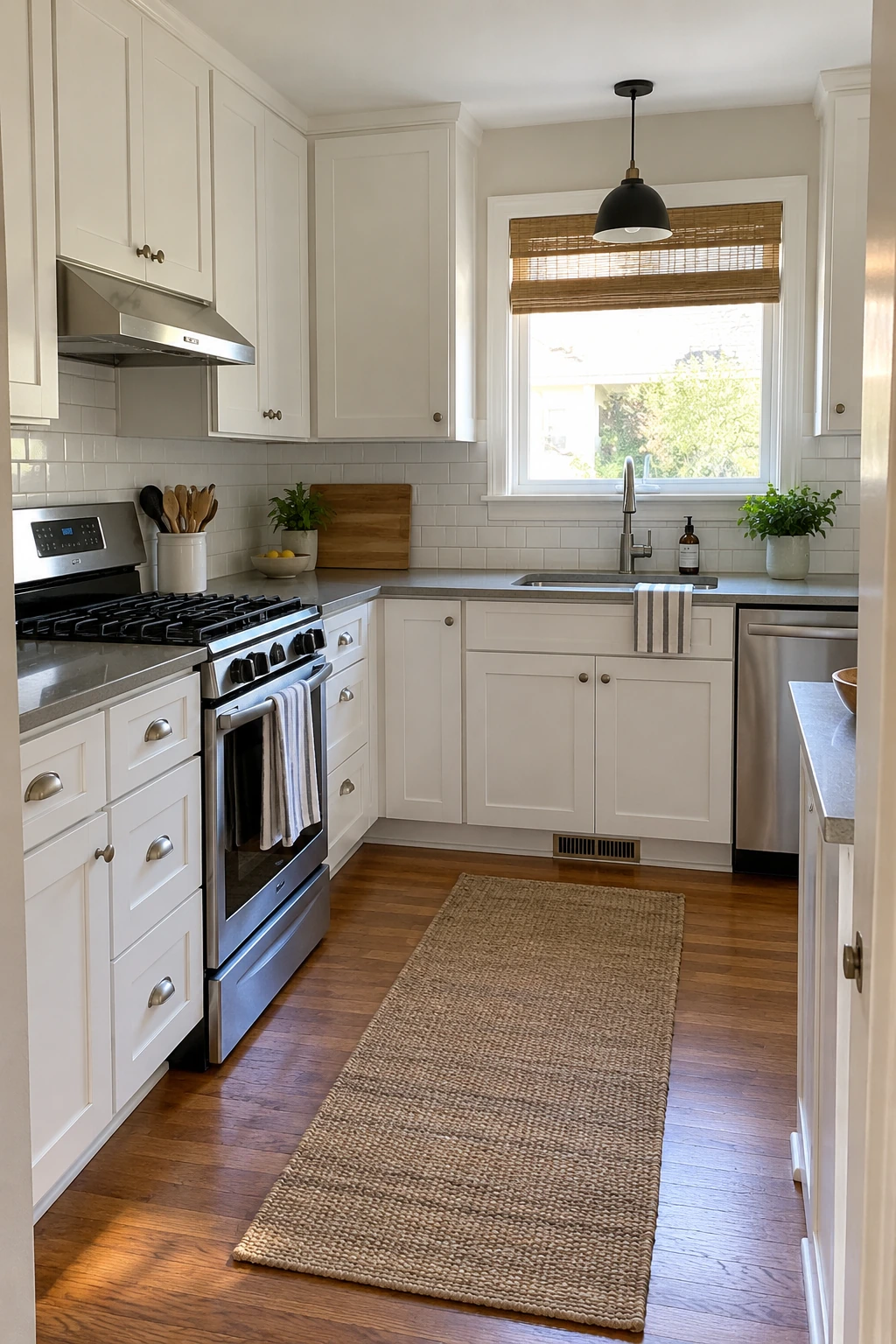 Kitchen remodeled with retained cabinet boxes and new door fronts