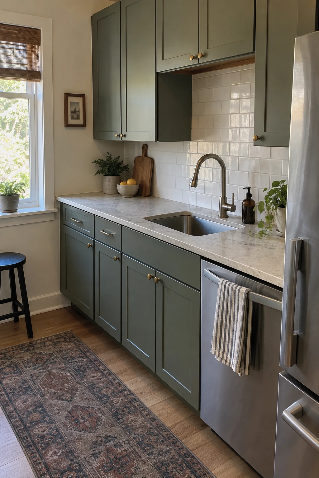 Small kitchen counter made from a carefully selected stone remnant