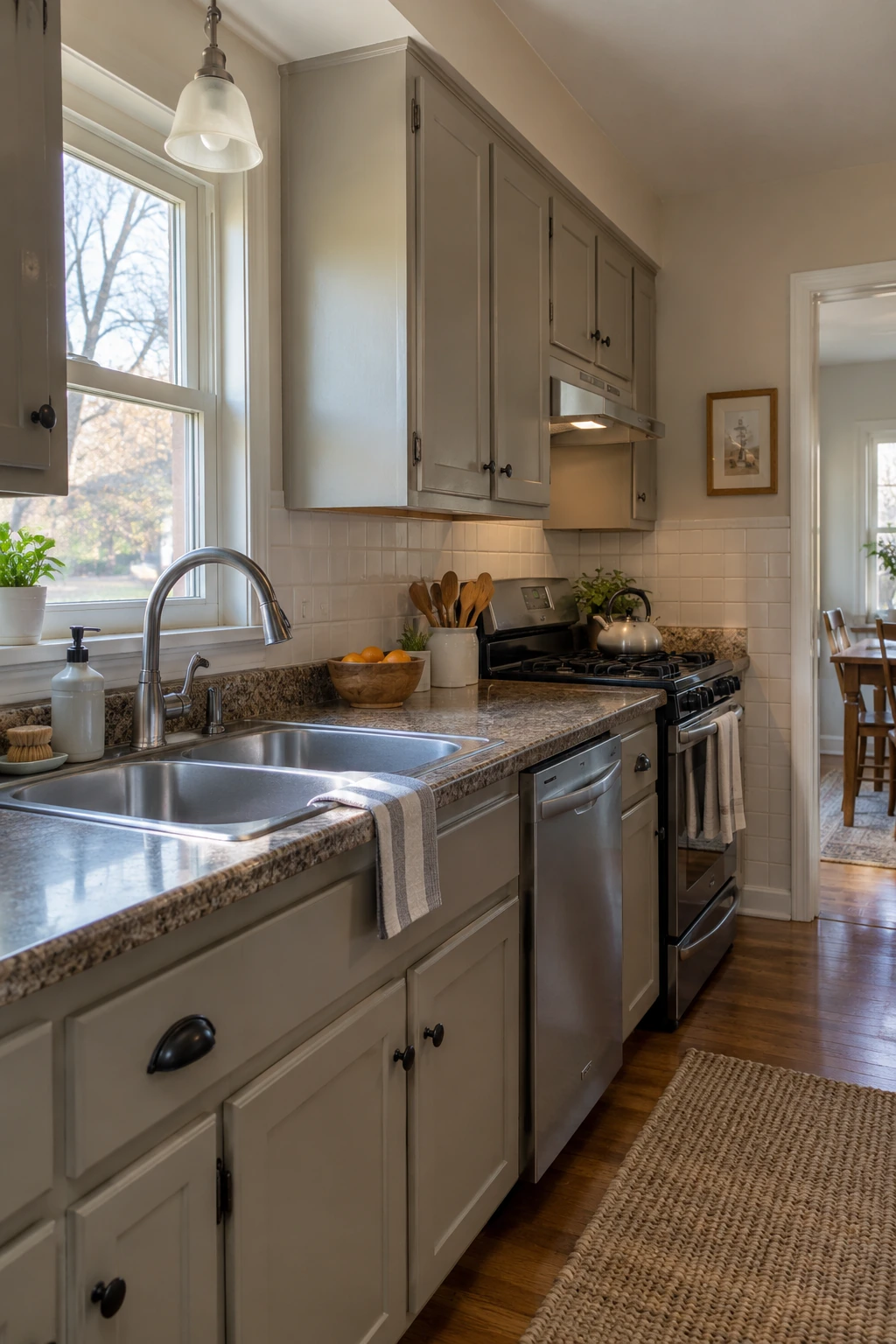 Budget kitchen transformed with fresh walls and ceiling paint