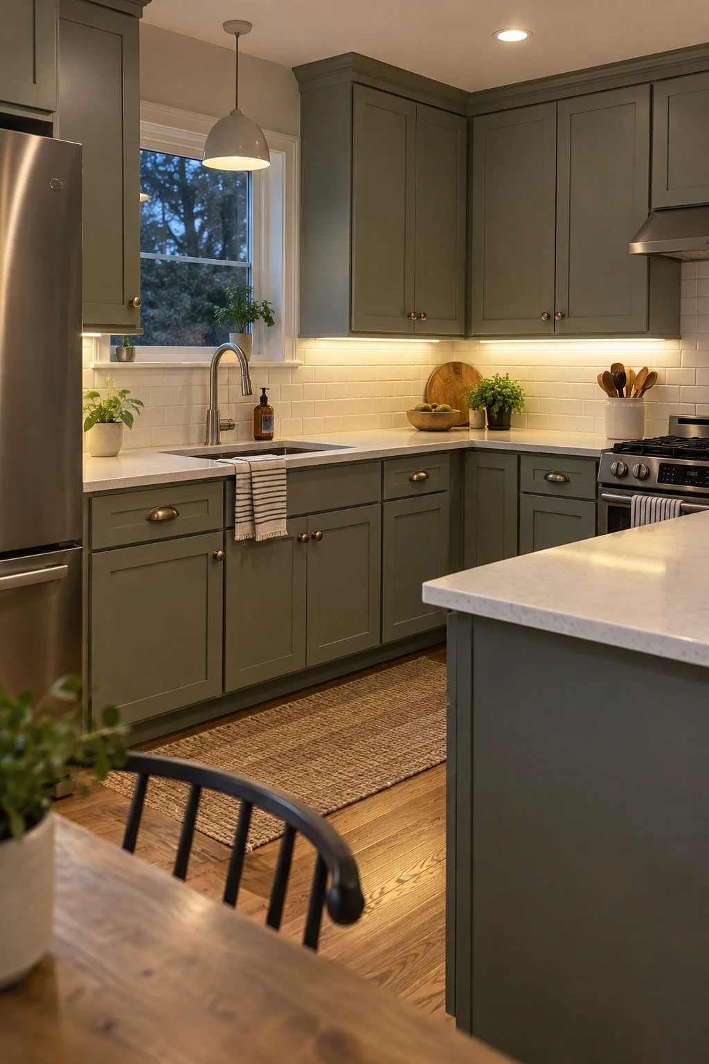 Budget kitchen with even under-cabinet task lighting