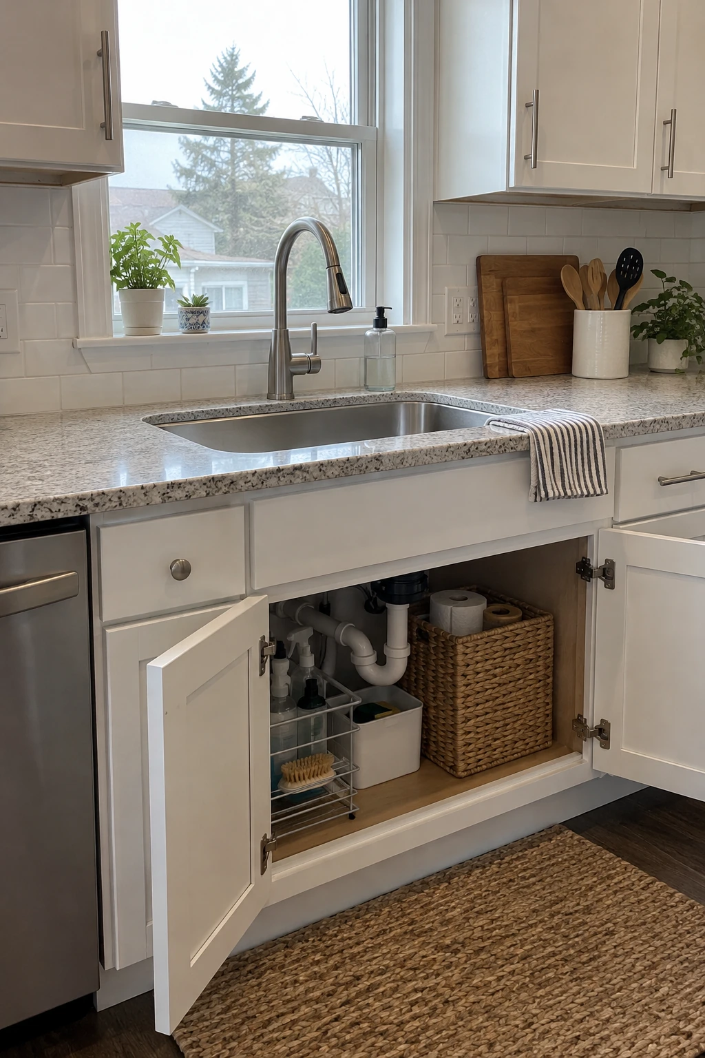Budget kitchen with retained sink and a practical new faucet