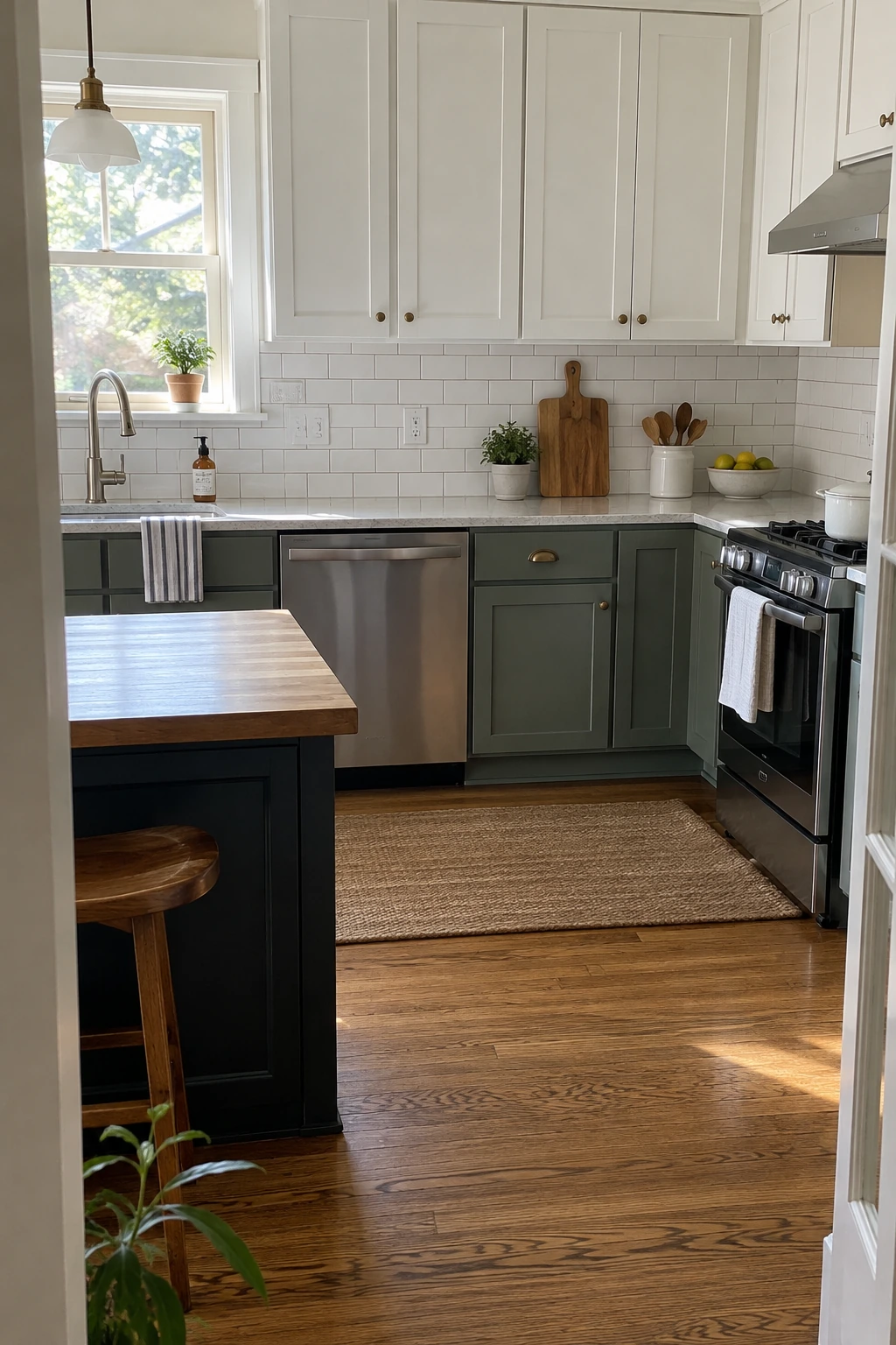 Kitchen backsplash with aligned new switches and outlet plates