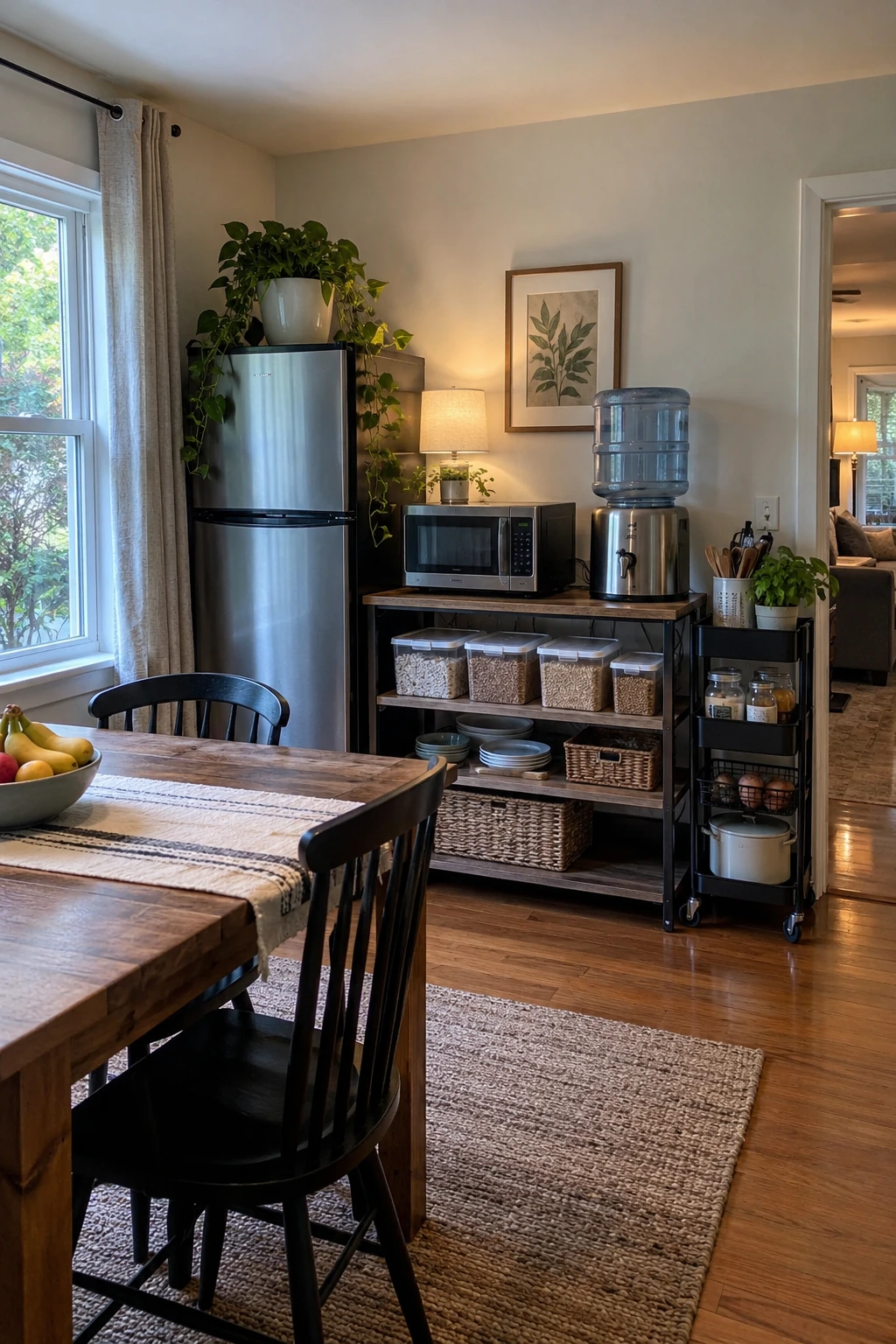 Organized temporary kitchen set up outside the remodel zone
