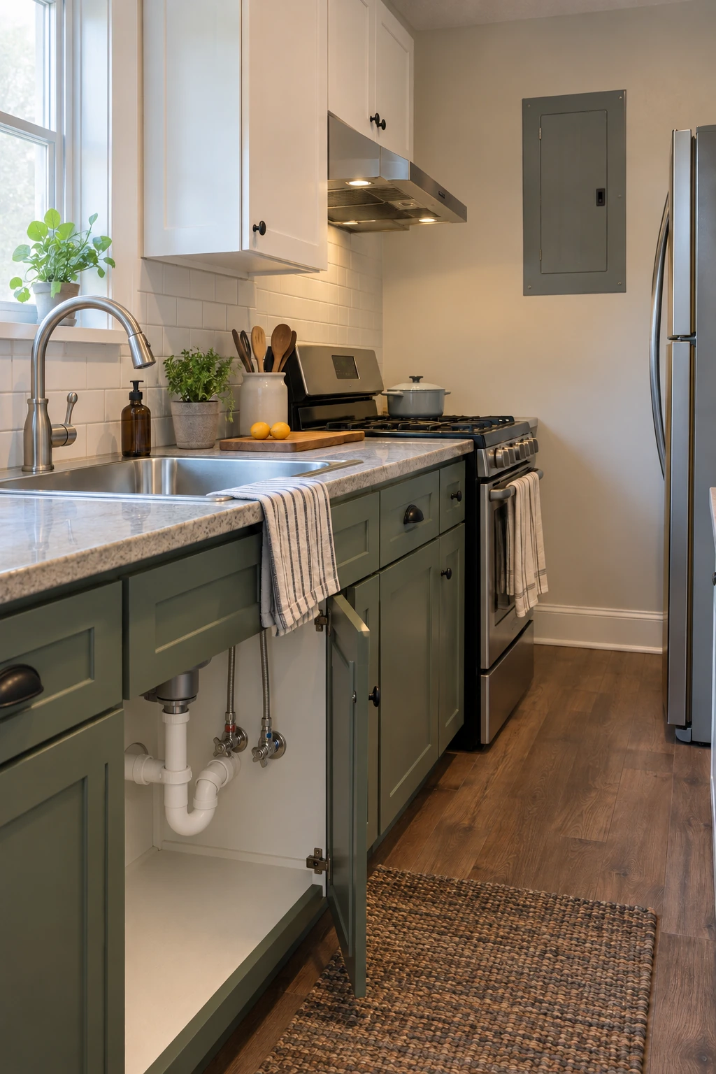 Completed kitchen remodel with inspected electrical and plumbing work