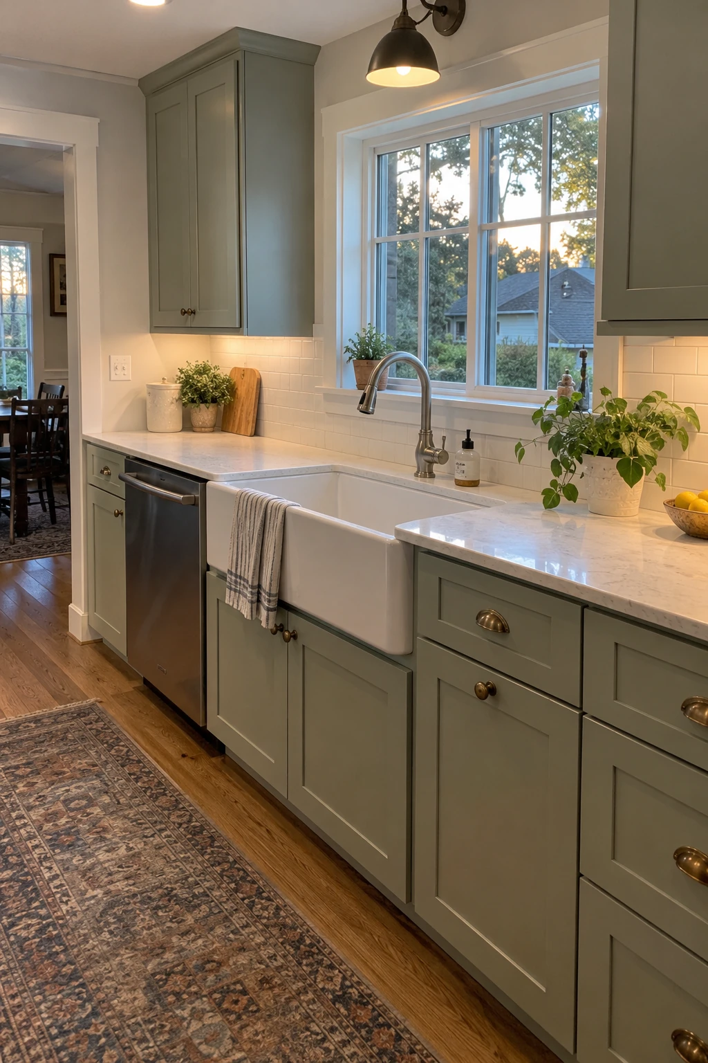 Updated kitchen retaining the sink on its original plumbing wall
