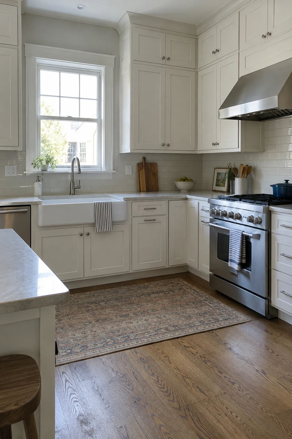 Kitchen with ceiling-height cabinets and a finished crown detail