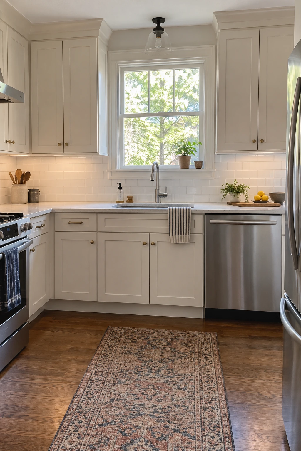 Kitchen with professionally refinished cabinet boxes and new doors