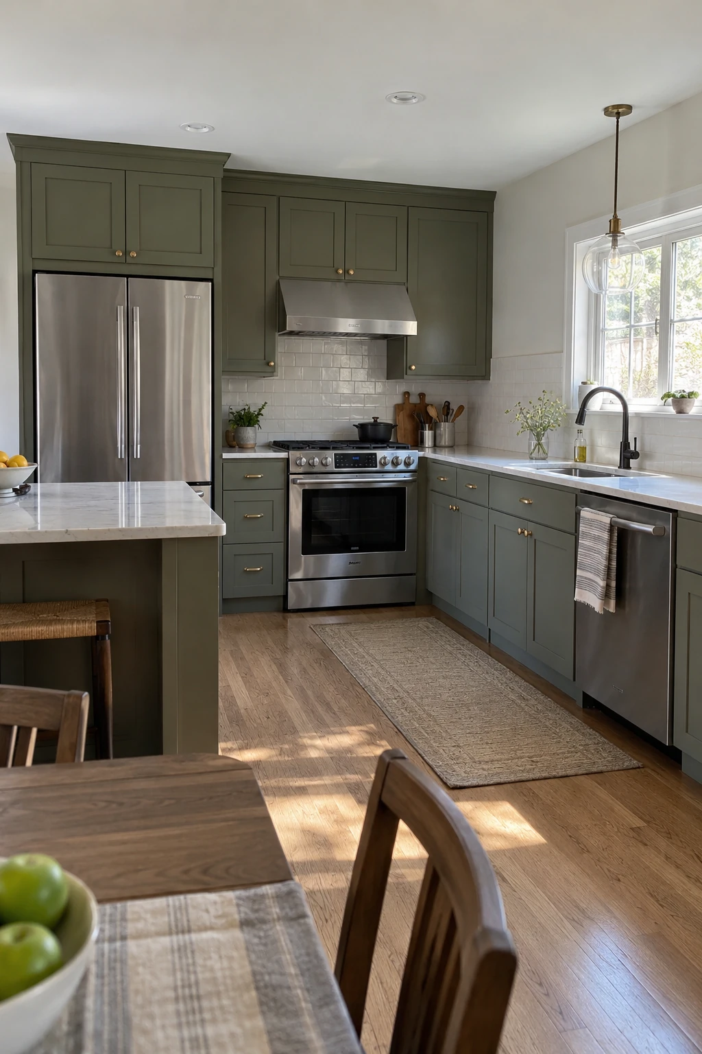 Finished kitchen with appliances precisely fitted to coordinated cabinetry