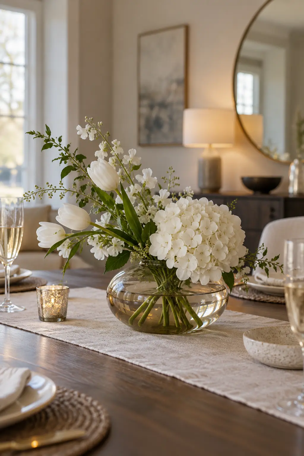 Center One Sculptural Glass Vase New Year centerpiece idea
