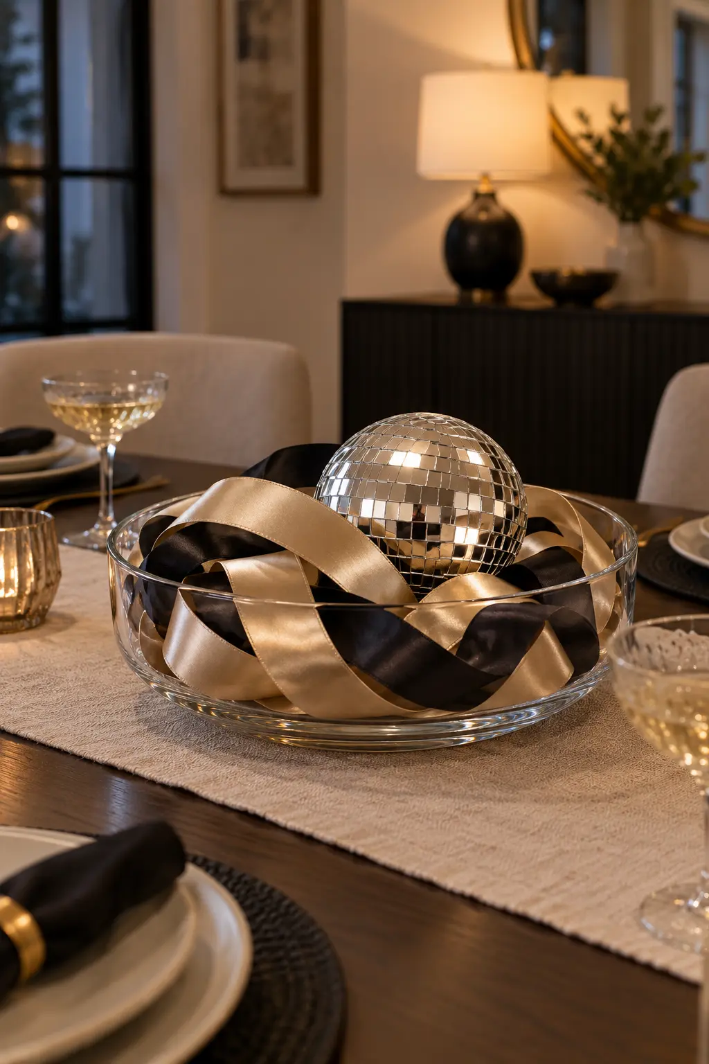 Create a Ribbon Nest New Year centerpiece idea