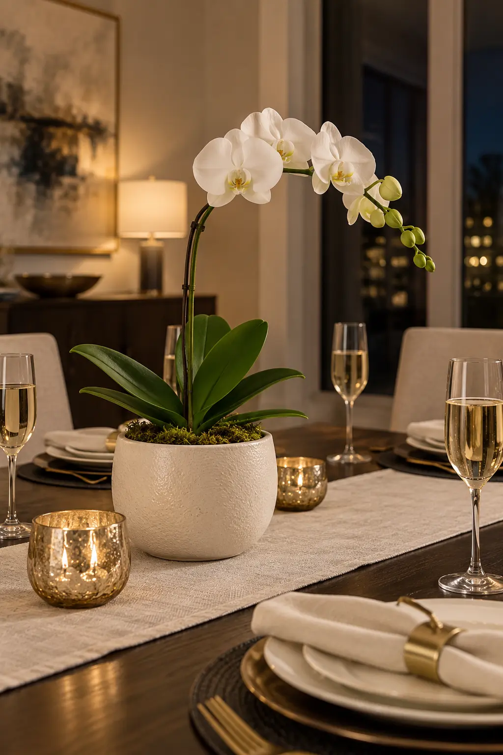 Display One Stem of Orchids New Year centerpiece idea