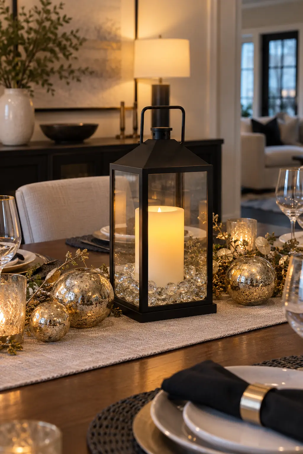 Light a Modern Lantern Safely New Year centerpiece idea