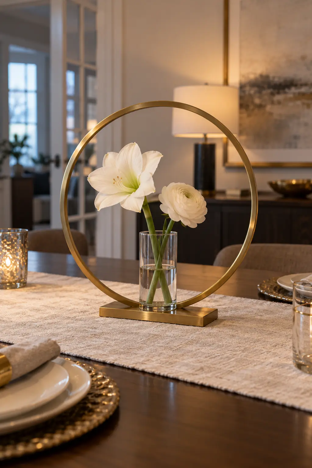 Frame a Vase With a Halo Ring New Year centerpiece idea
