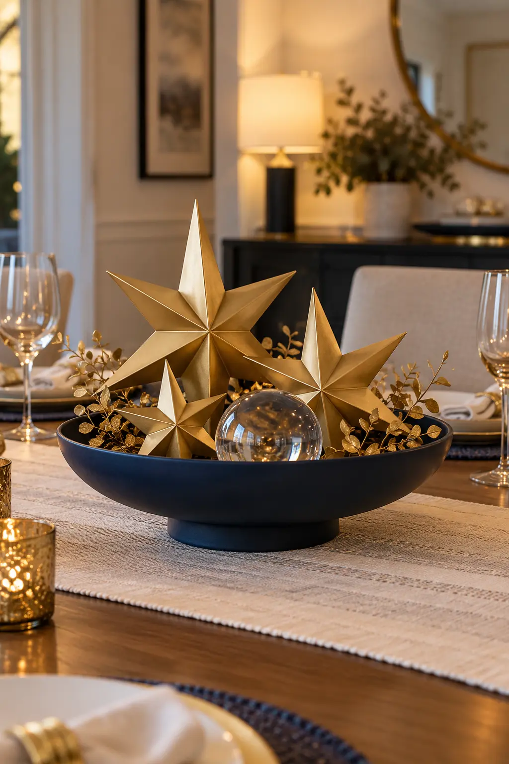 Make a Celestial Navy Centerpiece New Year centerpiece idea