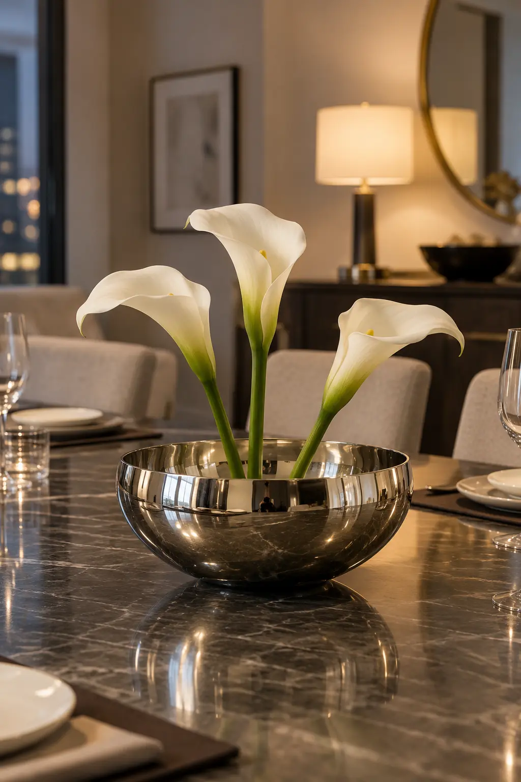 Choose Minimal Chrome New Year centerpiece idea