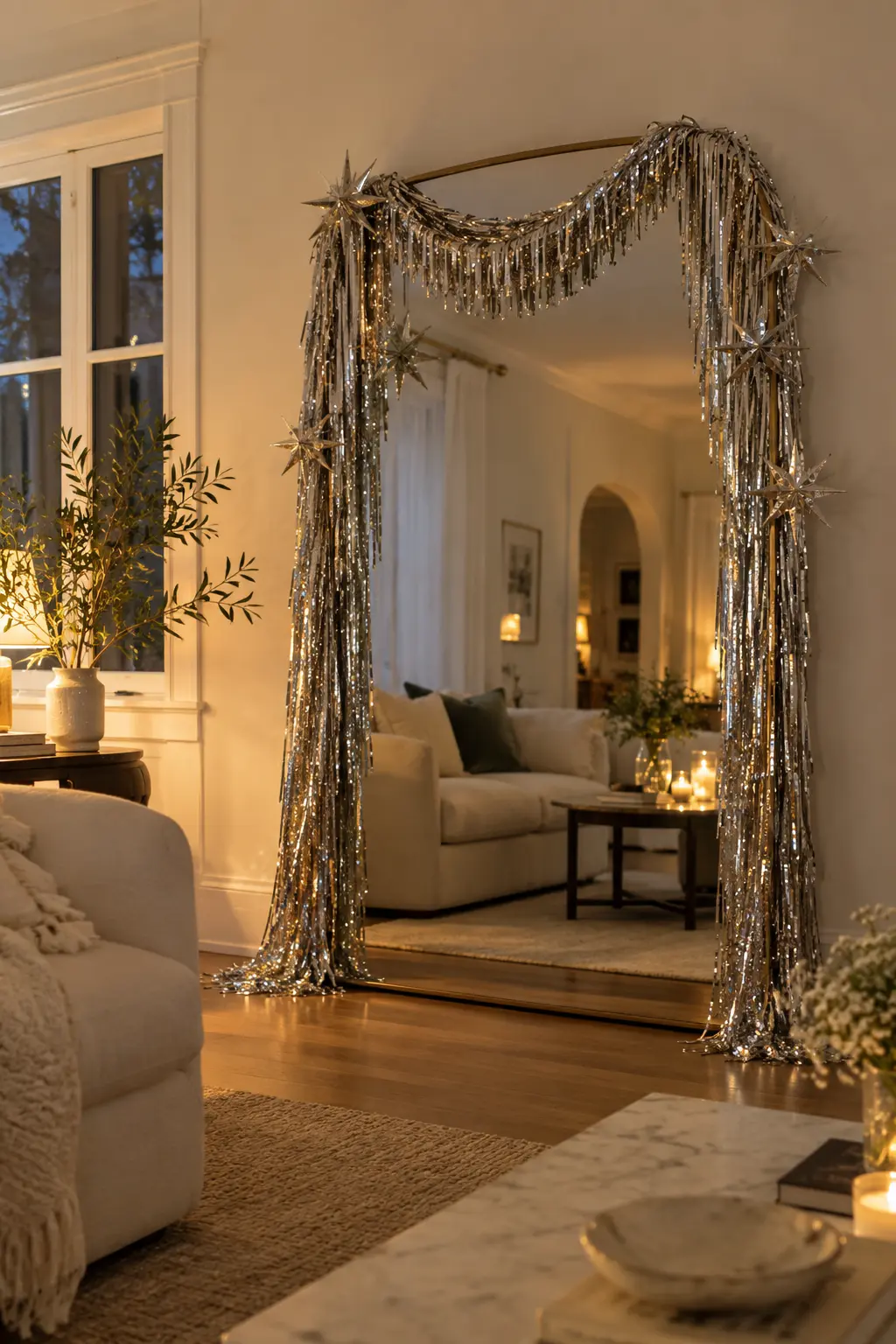 Turn a Mirror Into the Main Moment New Year's decoration idea for home