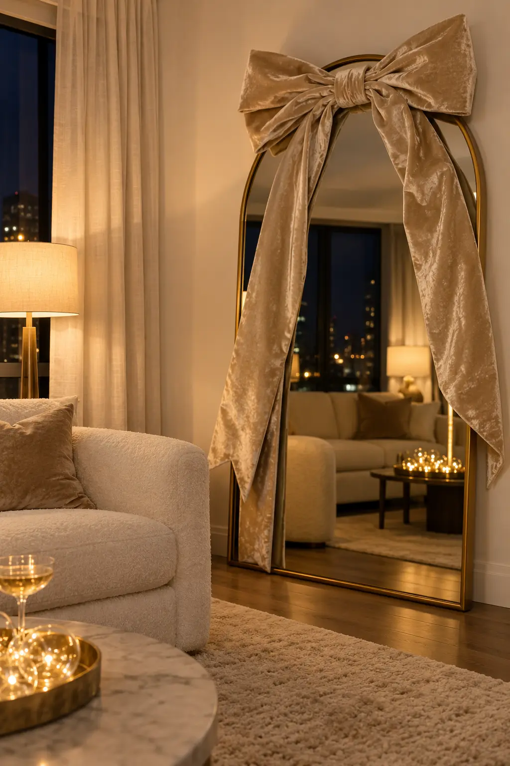 Drape a Giant Velvet Bow New Year's decoration idea for home