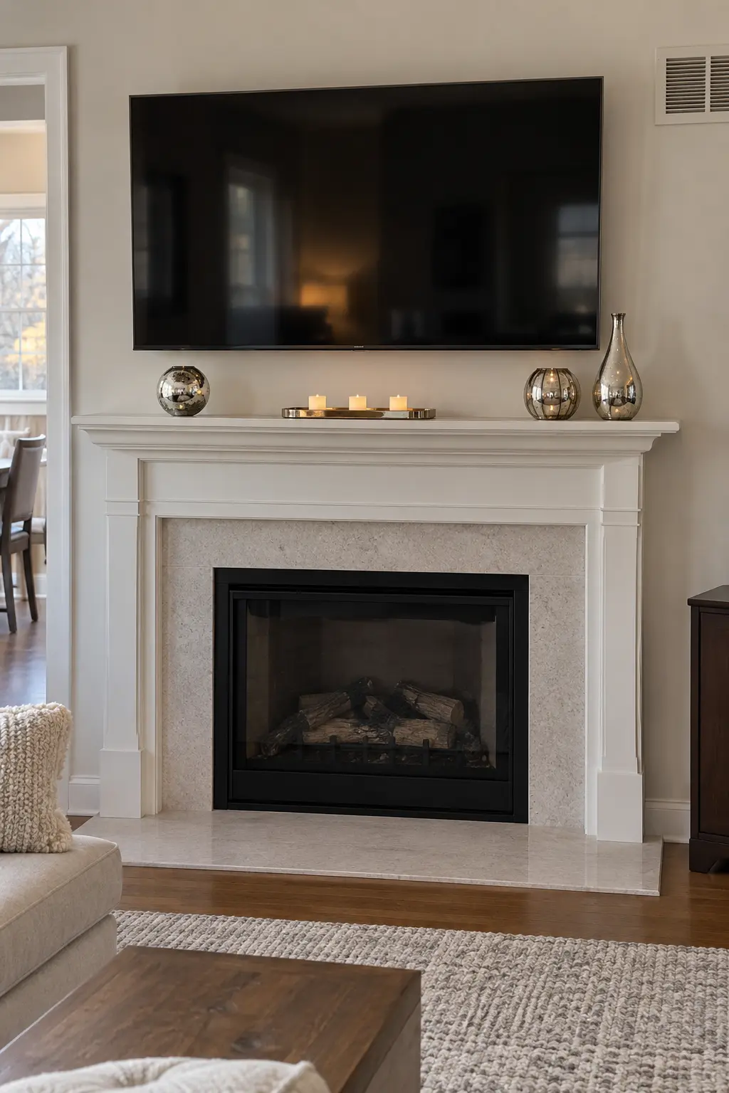 Make the Mantel Low and Shimmery New Year's decoration idea for home